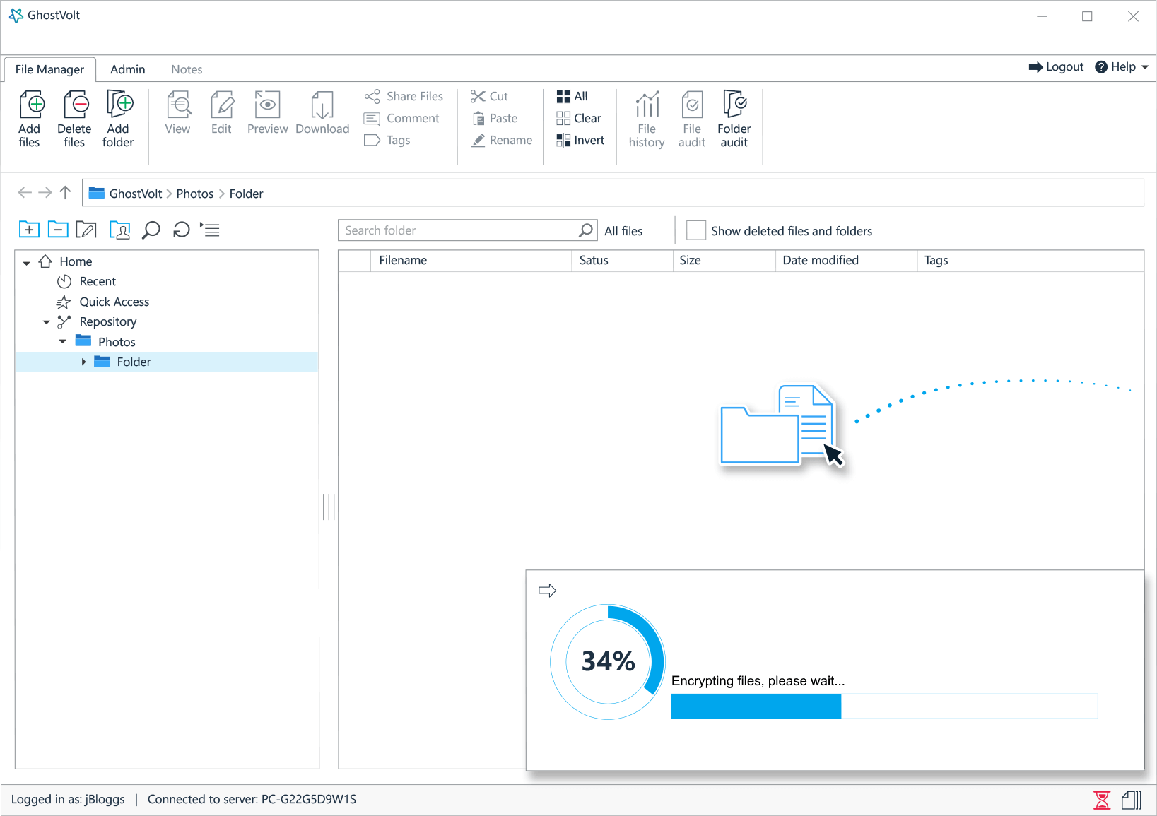 Adding files and folders to the File Manager.