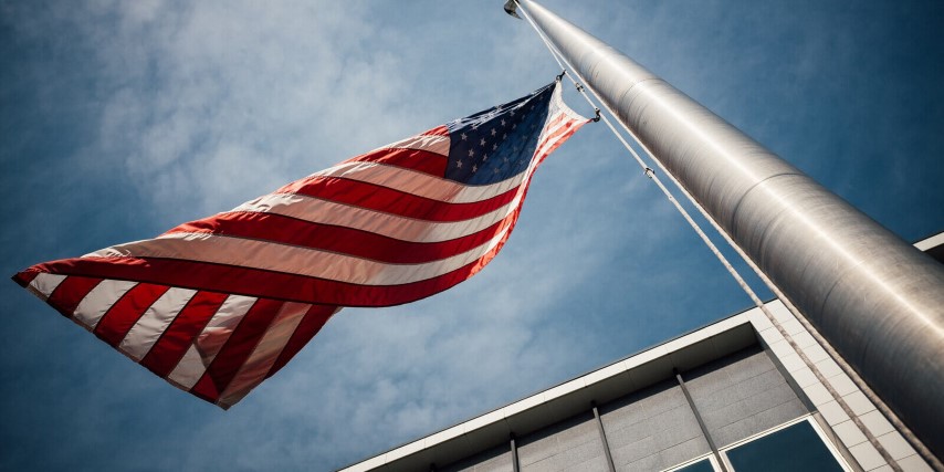 American flag flying during election season