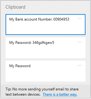 Windows 10 clipboard history