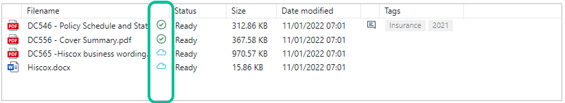 Cloud file status