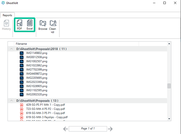 Export Accessible Files report to PDF or Excel.