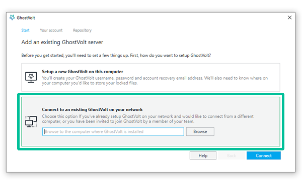 Connect to an existing GhostVolt on your network.